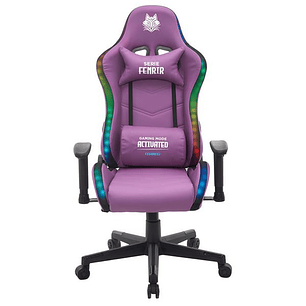 Cromad Serie Fenrir Silla Gaming RGB - Estructura Robusta - Piel Sintetica de Alta Calidad - Altura Regulable con Piston de Gas Clase 2 - Respaldo Rec