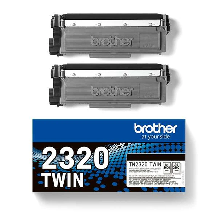 Brother TN2320 Negro Pack de 2 Cartuchos de Toner Originales - TN2320TWIN 1