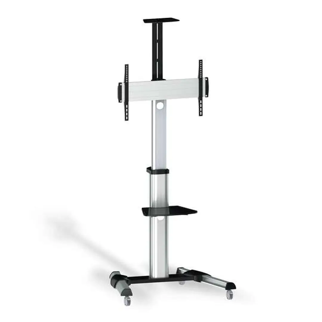 Aisens Soporte de Suelo Eco con Ruedas - Bandeja para DVD y Soporte de Camara (TV de 37”-70”) - Color Plata 1