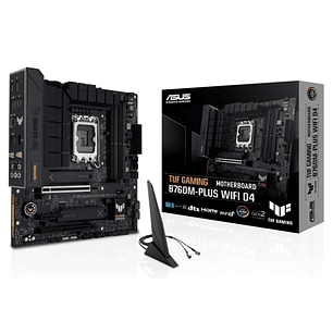Asus TUF Gaming B760M-PLUS WIFI D4 Placa Base LGA 1700 - WiFi, Bluetooth, 4x DDR4, 2x M.2, 4x SATA III, PCIe 4.0, 5.0 RJ-45, USB-A, USB-C - Factor de 