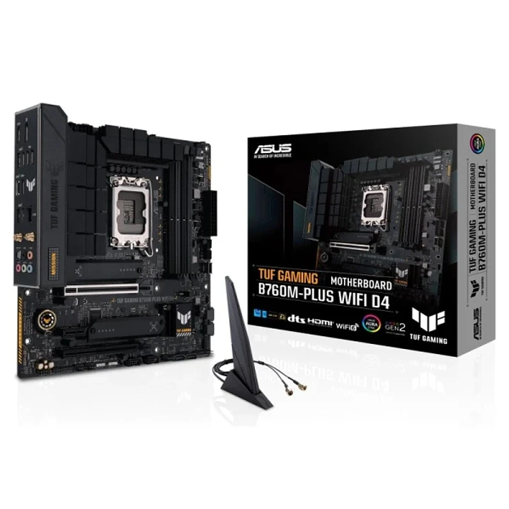 Asus TUF Gaming B760M-PLUS WIFI D4 Placa Base LGA 1700 - WiFi, Bluetooth, 4x DDR4, 2x M.2, 4x SATA III, PCIe 4.0, 5.0 RJ-45, USB-A, USB-C - Factor de  1