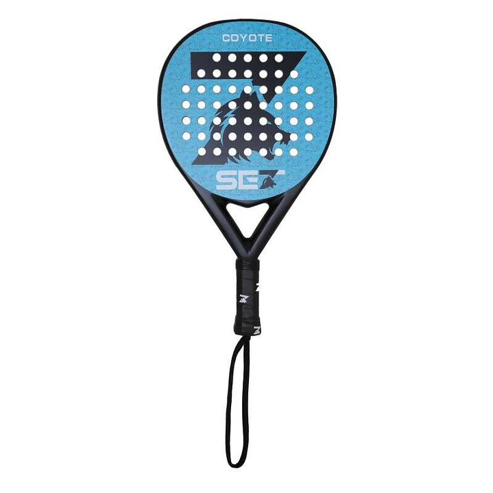 Set Coyote Pala de Padel - Forma Redonda - Marco y Cara 100% Fibra de Vidrio - Nucleo Goma Black Eva XtraSoft 1