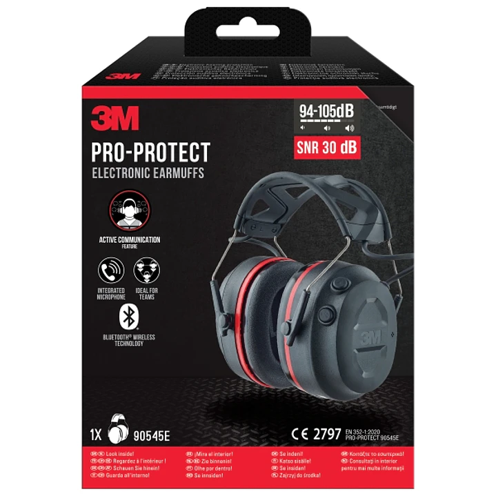 3M Worktunes Connect Orejeras Auditivas con Bluetooth - Microfono Integrado - SNR 3dB - Sonido de Alta Calidad - Ajustable - Color Negro/Rojo 1
