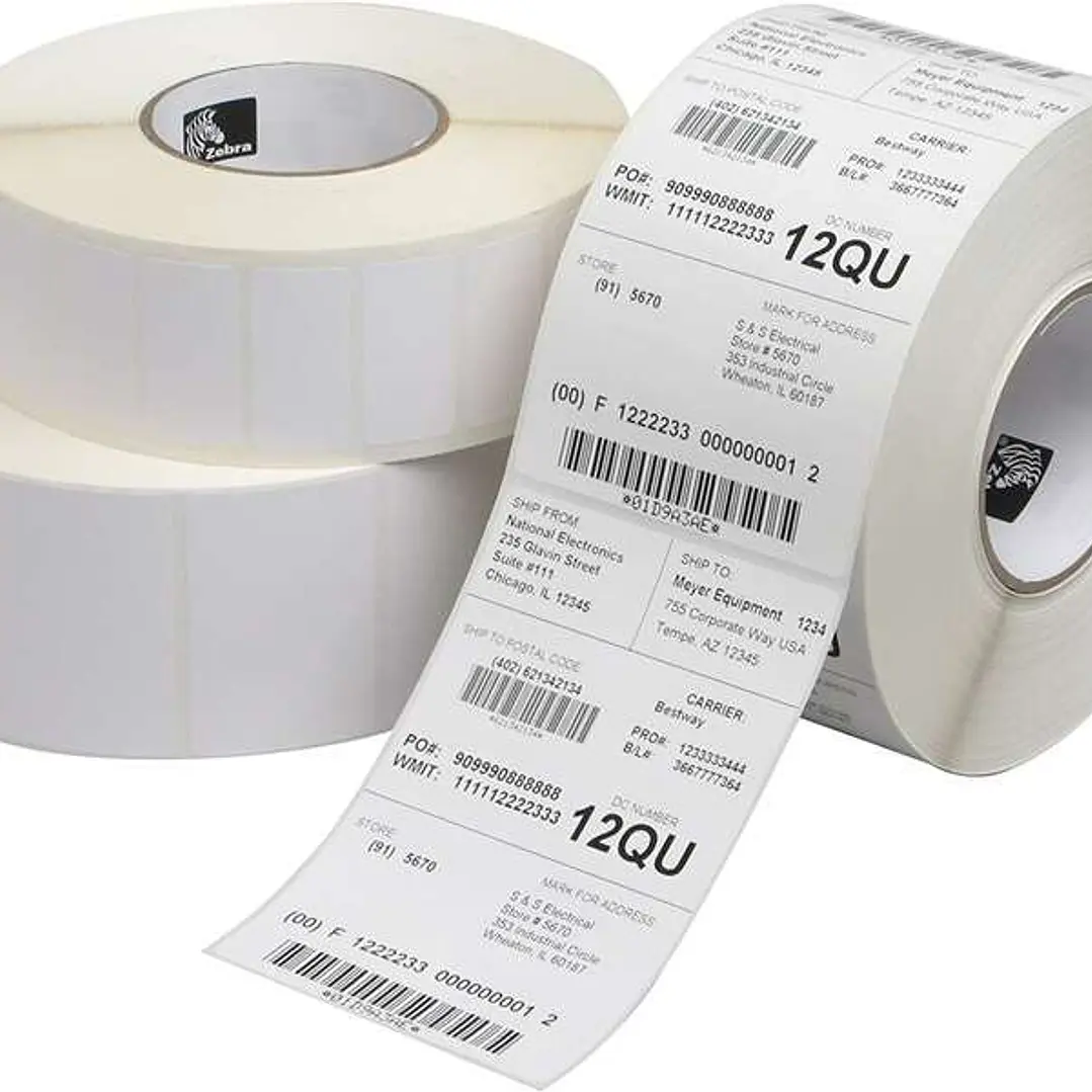 Zebra Z-Perform 1000T Pack de 12 Rollos de Etiquetas Originales Perforadas 152x102 mm - 475 Unidades por rollo - 800294-605 1