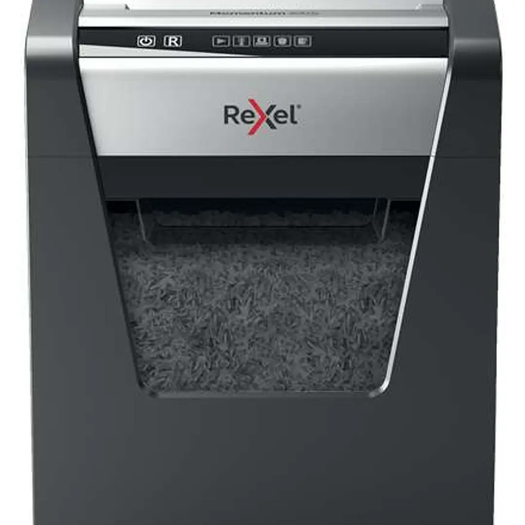 Rexel Momentum X415 Destructora de Papel Manual Corte en Confeti P-4 - Destruye hasta 15 Hojas a la Vez - Capacidad de la Papelera 23L - Color Gris 1