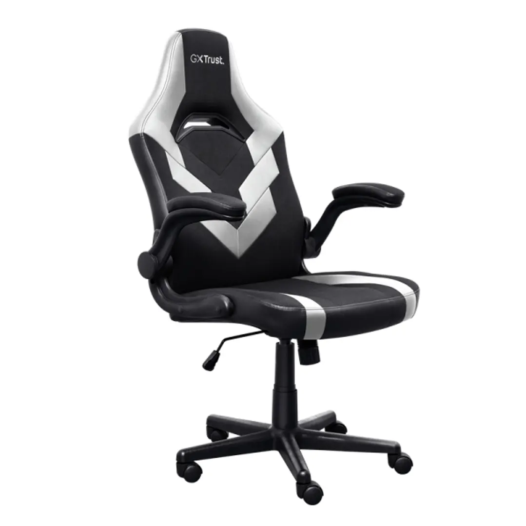 Trust GXT 703W Riye Silla Gaming - Reposabrazos - Ruedas de Nylon - Piston de Gas Clase 4 - Base Metal - Peso Max. 140Kg - Color Negro/Blanco 1