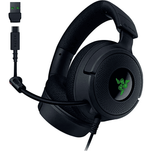 Razer Kraken V4 X Auriculares Gaming - Microfono Plegable Cardioide Razer HyperClear - Sonido 7.1 - Multiplataforma - Conexion USB - Color Negro