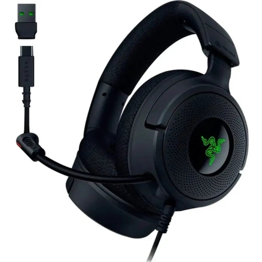 Razer Kraken V4 X Auriculares Gaming - Microfono Plegable Cardioide Razer HyperClear - Sonido 7.1 - Multiplataforma - Conexion USB - Color Negro 1