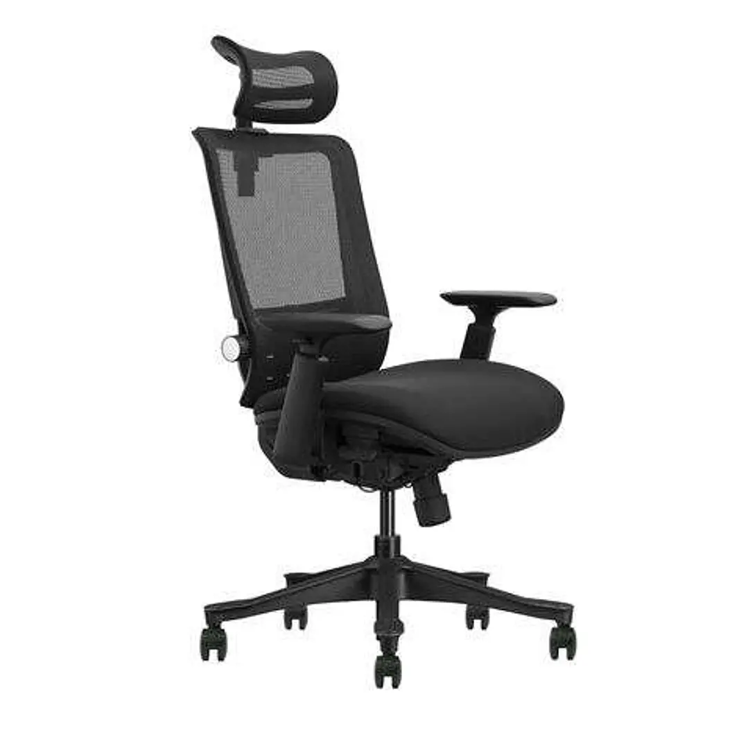 Cromad Senior SE1100 Silla de Oficina - Altura y Profundidad de Asiento Ajustable - Reposacabezas, Reposabrazos 3D y Soporte Lumbar Ajustables - Rueda 1