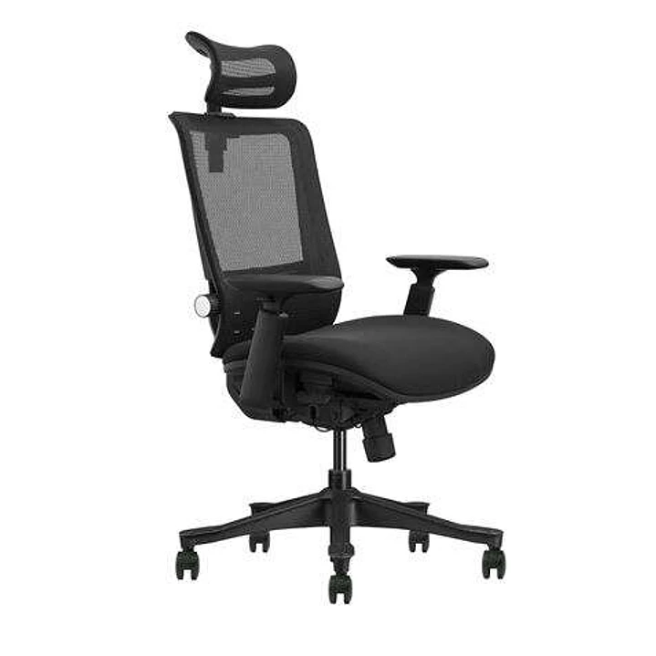 Cromad Senior SE1100 Silla de Oficina - Altura y Profundidad de Asiento Ajustable - Reposacabezas, Reposabrazos 3D y Soporte Lumbar Ajustables - Rueda 1