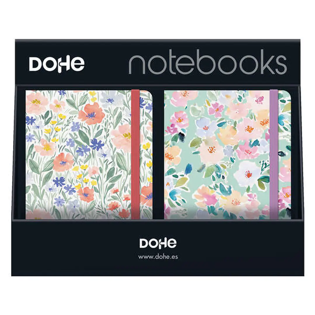 Dohe Expositor con 12 Notebooks A5 12x17cm - Incluye 3x Sunflower, 3x Kitty, 3x Summer y 3x Garden - Ideal para Tomar Notas, Dibujar o Planificar 1