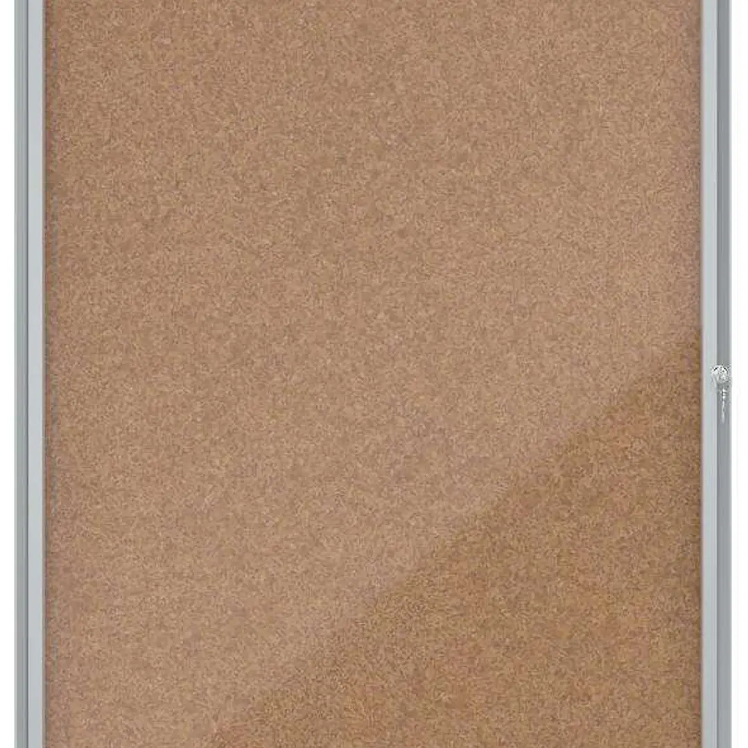Nobo Vitrina para 9 Hojas A4 con Superficie de Corcho - 1000x752x37mm - Puerta de Cristal de Seguridad - Marco de Aluminio - Color Natural 1