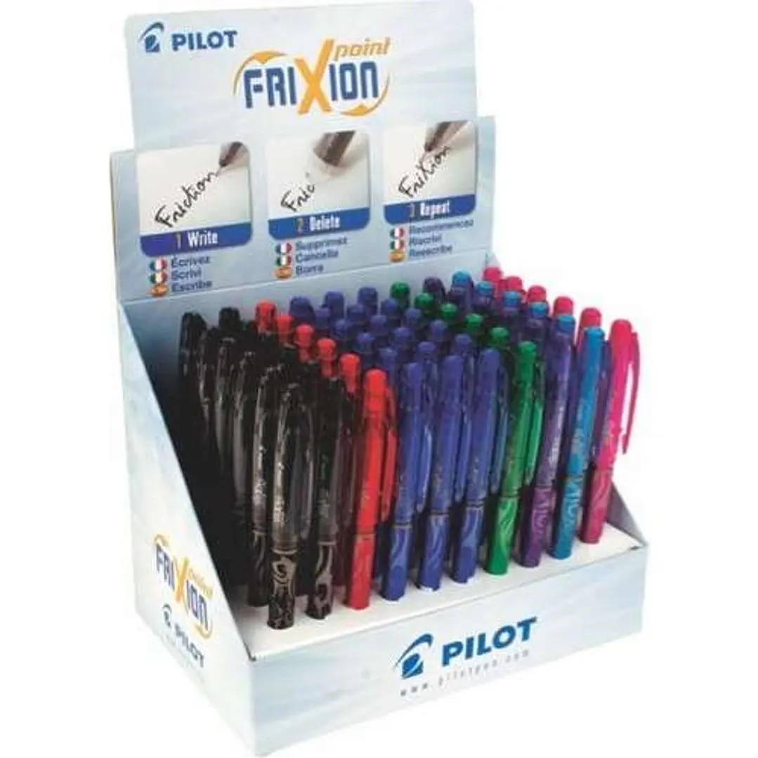 Pilot Frixion Point Expositor de 60 Boligrafos de Gel Borrables - Punta Fina 0.5mm - Trazo 0.25mm - Grip Ergonomico - Recargable - Colores Surtidos 1