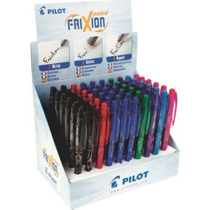 Pilot Frixion Point Expositor de 60 Boligrafos de Gel Borrables - Punta Fina 0.5mm - Trazo 0.25mm - Grip Ergonomico - Recargable - Colores Surtidos 1