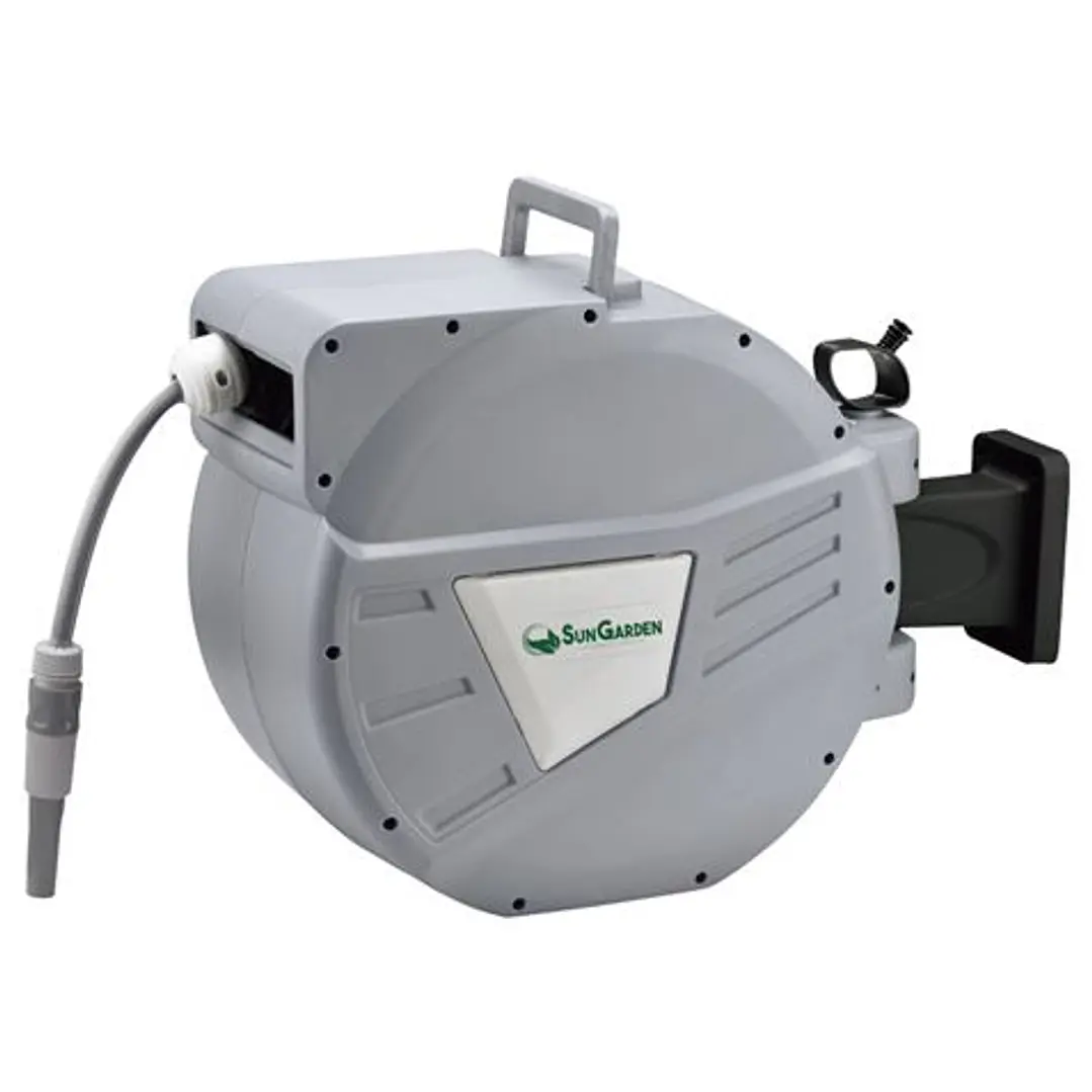 Sungarden SG0166 Manguera 30 Metros - Recogedor Automatico con Guia - Funcion de Retraccion Lenta - Soporte Para Instalacion en Pared - Giro 180 - Col 1