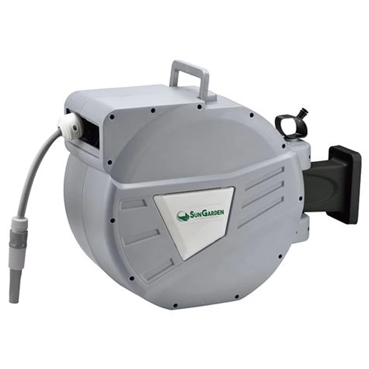 Sungarden SG0166 Manguera 30 Metros - Recogedor Automatico con Guia - Funcion de Retraccion Lenta - Soporte Para Instalacion en Pared - Giro 180 - Col 1
