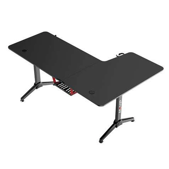 Muvip PRO1300 Mesa Gaming Fibra de Carbono en L Izquierda - Solida - Gran Superficie - Portavasos - Gancho para Auriculares - Medidas 160x100x75cm - C 1