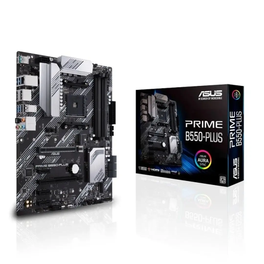Asus Prime B550 Plus Placa Base AMD 4x DDR4, M.2, 6x SATA III, HDMI, DisplayPort, RJ-45, USB 2.0, 3.2 - Factor de Forma ATX 1