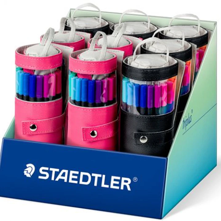 Staedtler Triplus Fineliner 334 Expositor con 9 Packs Enrollables de 20 Rotuladores Punta Fina - Trazo 0.3 mm aprox. - Tinta Base de Agua - 97% de Pla 1