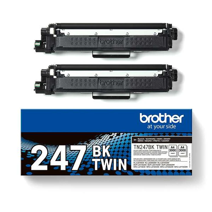 Brother TN247 Negro Pack de 2 Cartuchos de Toner Originales - TN247BKTWIN 1