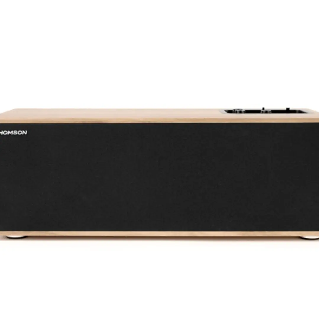 Thomson Sistema Multimedia Estereo - Potencia Musical 150W - Bluetooth - Entrada TV, RCA, USB, Optica - Mando a Distancia - Acabado Madera y Negro 1