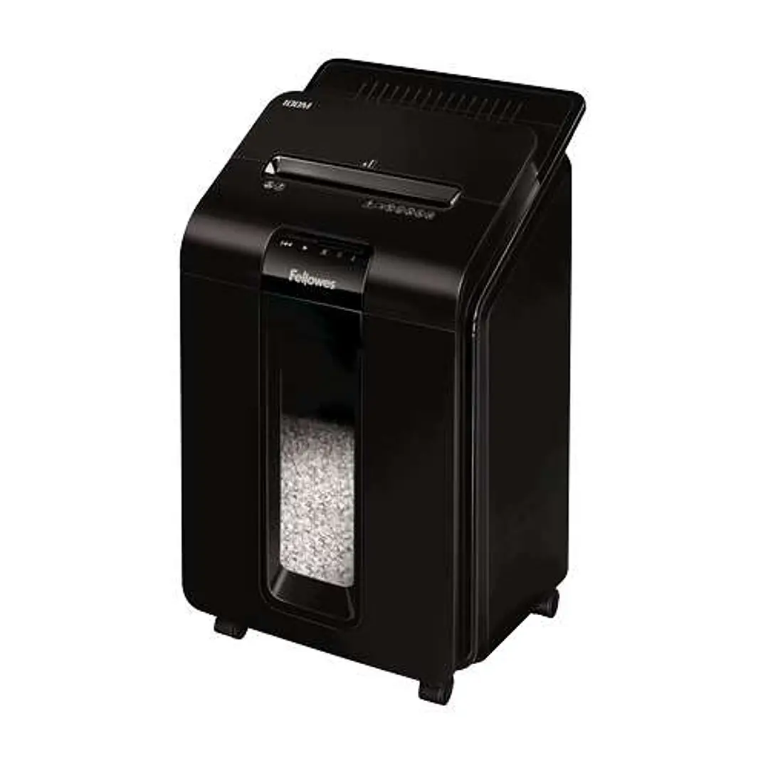 Fellowes AutoMax 100M Destructora de Papel Automatica Minicorte P-4 - Autoalimentacion 100 Hojas, Manual 10 Hojas - Papelera de 23L - Color Negro 1
