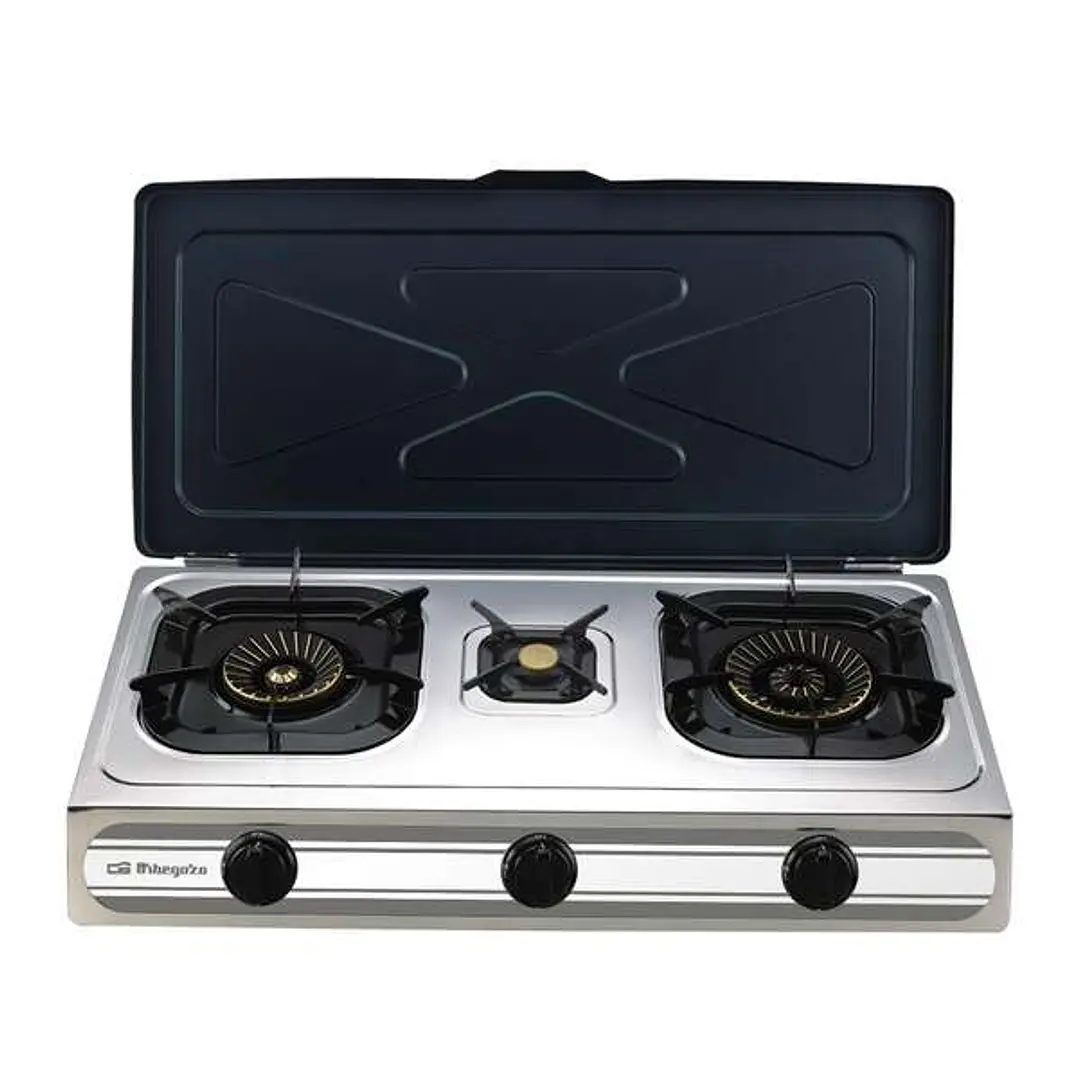 Orbegozo FO 3500 - Hornillo a Gas Compacto y Eficiente - Encendido Piezoelectrico - 3 Quemadores - Cuerpo Inox - Ideal para Exteriores 1