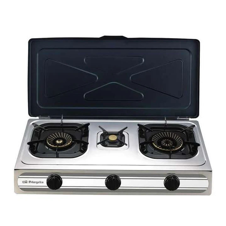 Orbegozo FO 3500 - Hornillo a Gas Compacto y Eficiente - Encendido Piezoelectrico - 3 Quemadores - Cuerpo Inox - Ideal para Exteriores 1