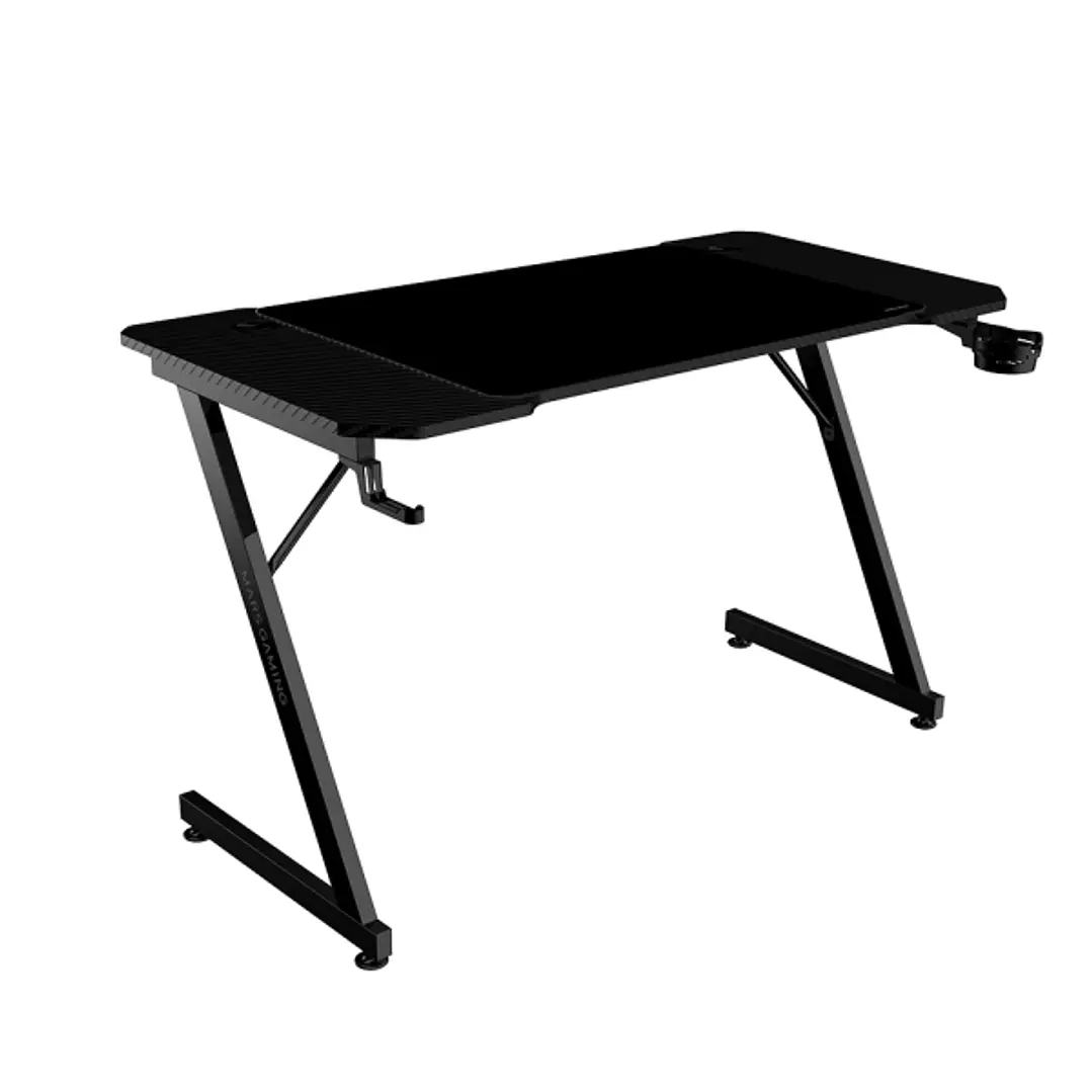 Mars Gaming MGD-X120 Mesa Gaming - Soportes Auriculares y Bebidas - Alfombrilla XXL - Estructura Acero - 120x60x1.5cm - Acabado en Fibra de Carbono -  1