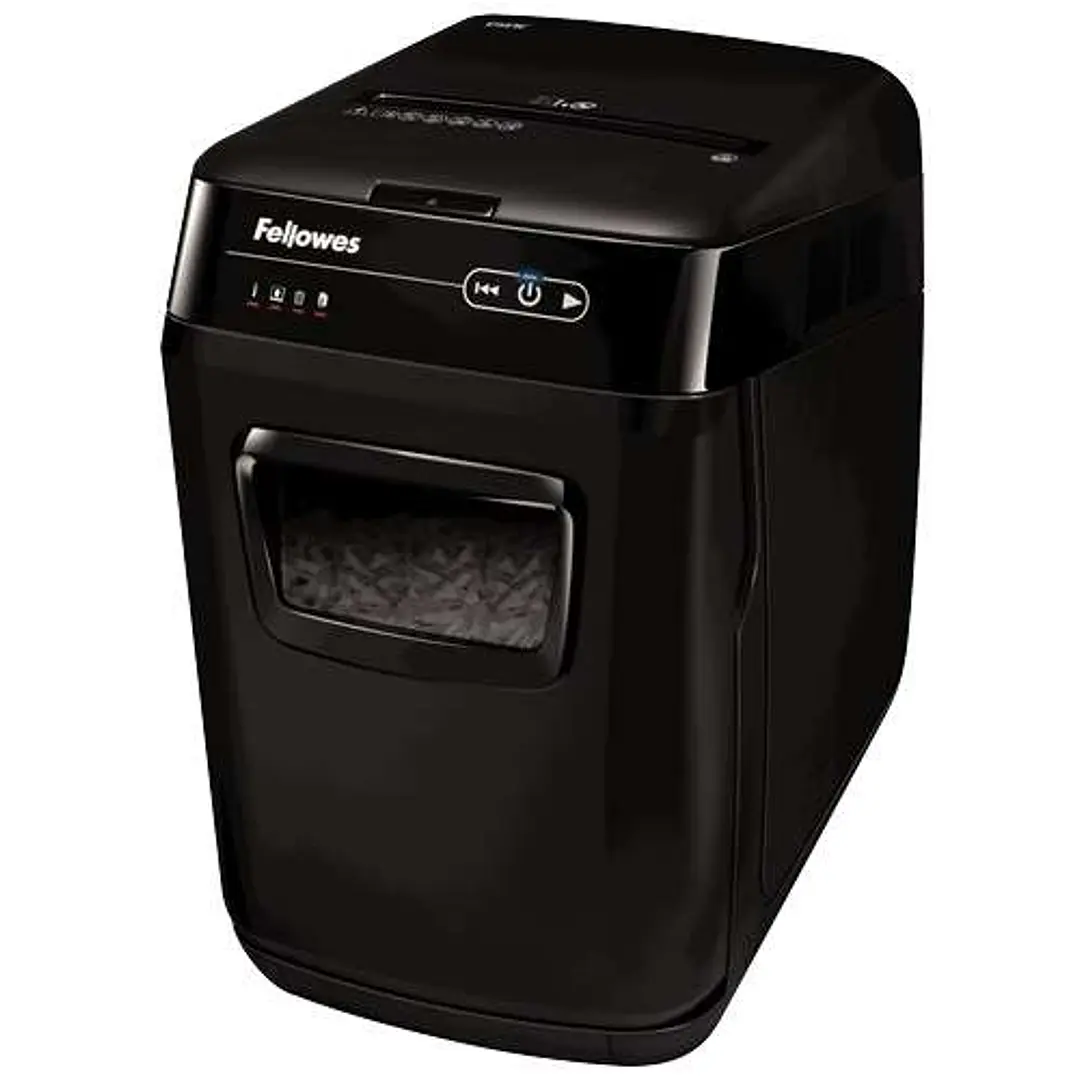 Fellowes AutoMax 150C Destructora de Papel Automatica Corte en Particulas P-4 - Autoalimentacion 150 Hojas, Manual 8 Hojas - Papelera de 32L - Color N 1