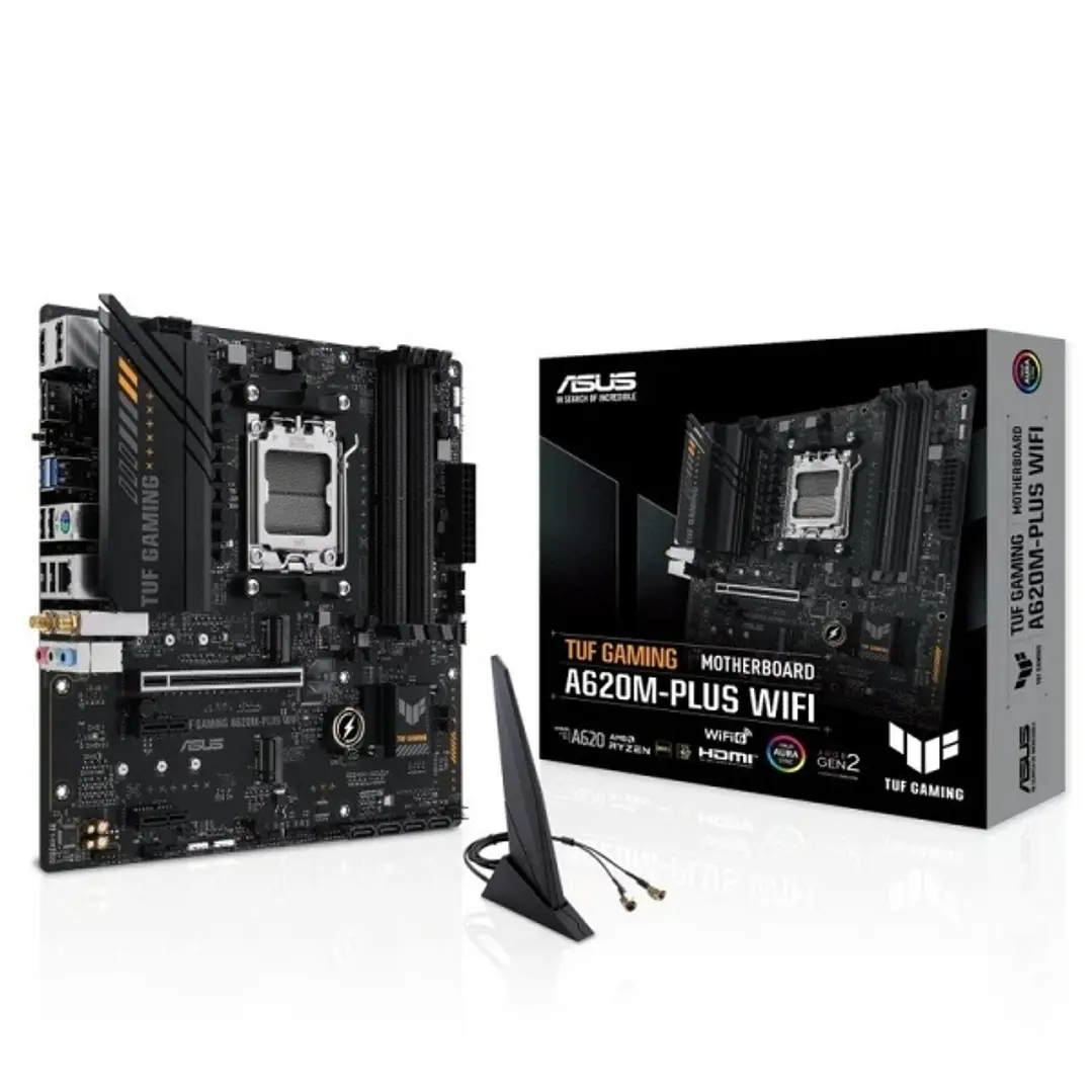 Asus TUF Gaming A620M-PLUS WIFI Placa Base AM5 - WiFi, Bluetooth, 4x DDR5, 2x M.2, 4x SATA III, PCIe 3.0, RJ-45, USB-A, USB-C - Factor de Forma MicroA 1