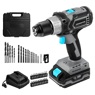 Cecotec CecoRaptor Perfect Drill 2020 Brushless Ultra Taladro Atornillador - Torque 46Nm - 2000rpm - Bateria 2Ah 20V - Luz LED - Incluye Accesorios - 