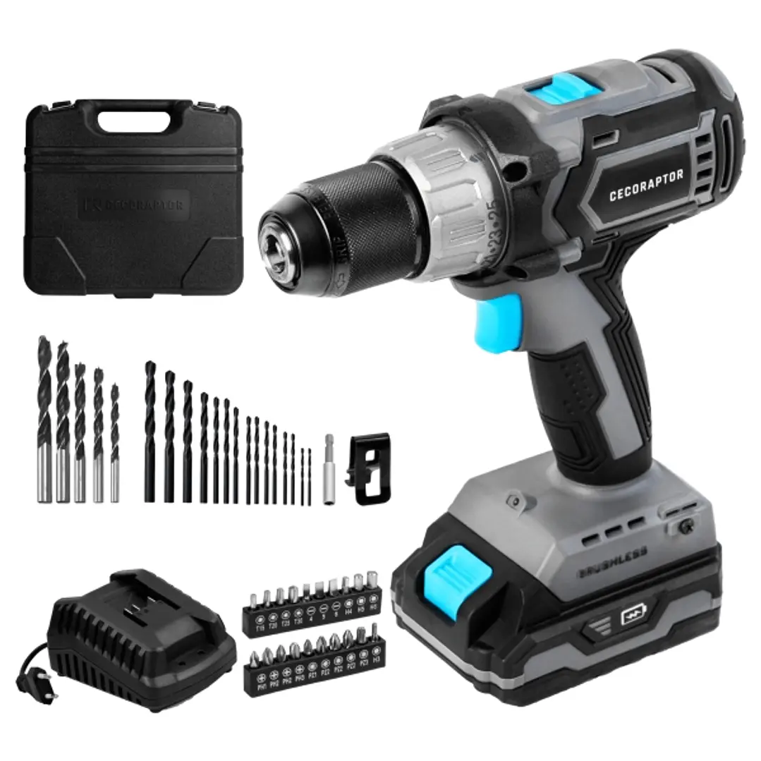 Cecotec CecoRaptor Perfect Drill 2020 Brushless Ultra Taladro Atornillador - Torque 46Nm - 2000rpm - Bateria 2Ah 20V - Luz LED - Incluye Accesorios -  1