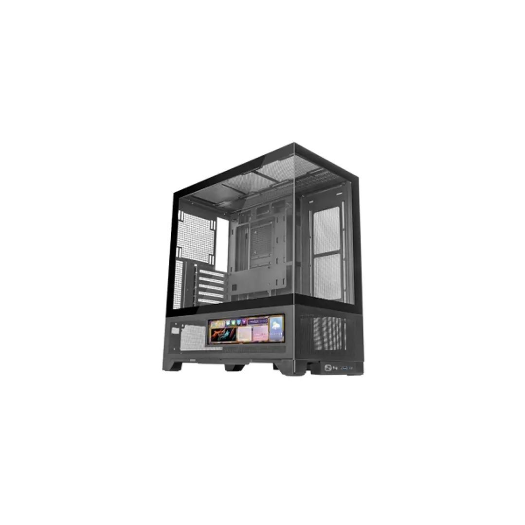 Mars Gaming MC-LCDX Caja Torre ATX - Pantalla IPS de 9.6” Personalizable - Cristal Templado Curvo Continuo - Panel Inferior de Malla Completa - 7 Ranu 1