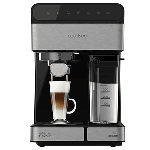 Cecotec Power Instant-Ccino 20 Touch Cafetera Espresso Semiautomatica - 1350W - Doble Salida - 20bar - Deposito de 1.4L - Tanque de Leche 500ml - Ther