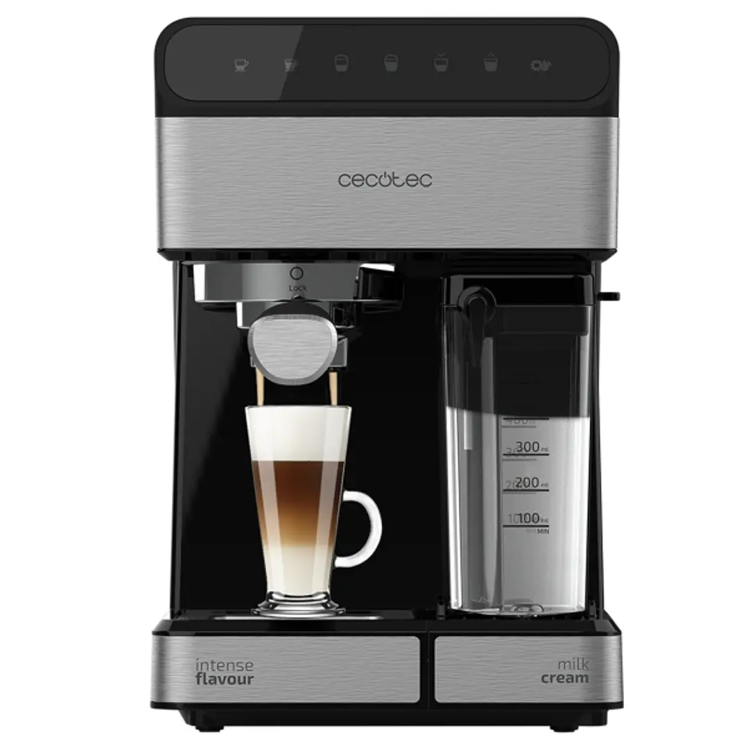 Cecotec Power Instant-Ccino 20 Touch Cafetera Espresso Semiautomatica - 1350W - Doble Salida - 20bar - Deposito de 1.4L - Tanque de Leche 500ml - Ther 1