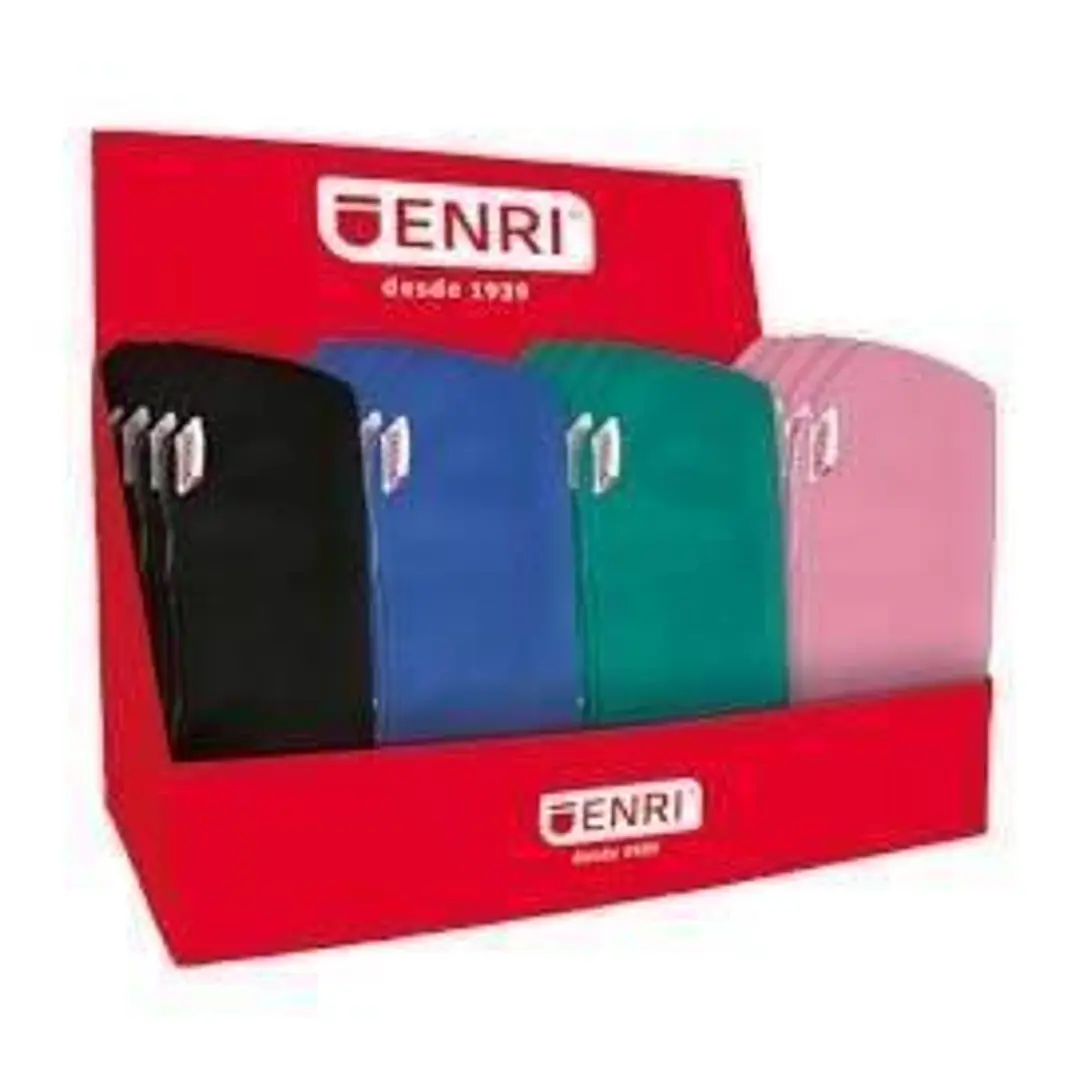 Enri Expositor de 20 Estuches Portatodo de 1 Compartimento - Fabricados en Neopreno - Colores Negro, Rosa, Azul y Verde 1