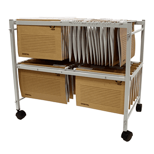 Elba Gio Carro Extensible para Carpetas Colgantes - Dimensiones 650x760x430mm - Material Metalico Resistente - Color Gris