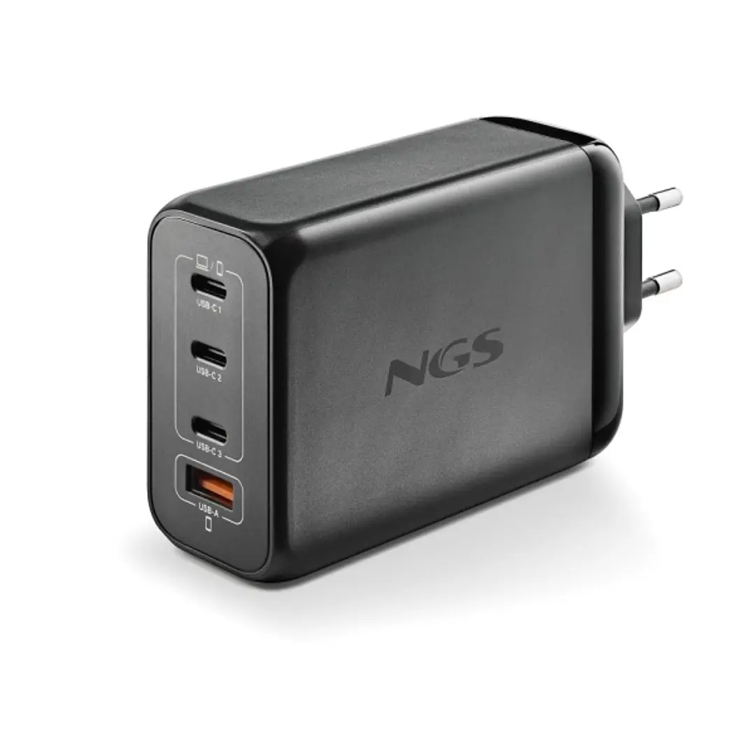 NGS Bud 240W Cargador GaN Universal de Pared 240W Ultrarapido - 3x USB-C PD & PPS, 1x USB-A QC 3.0 - Color Negro 1