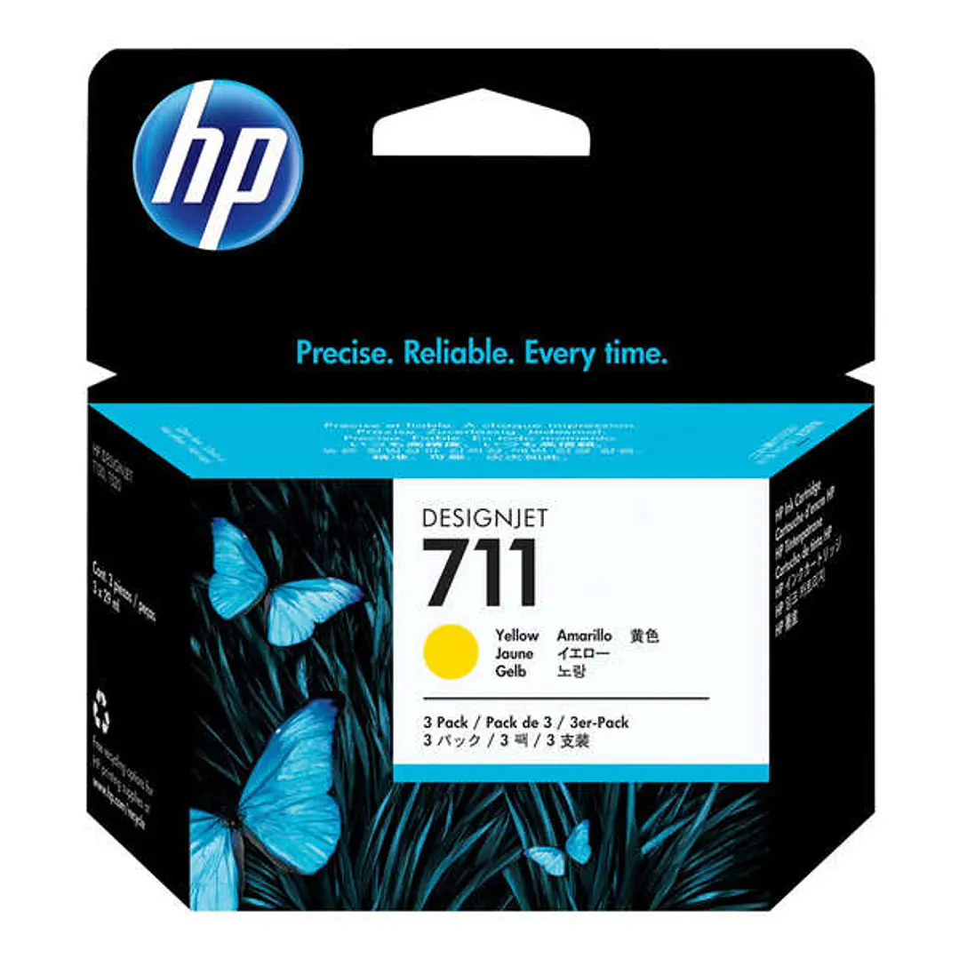 HP 711 Amarillo Pack de 3 Cartuchos de Tinta Originales - CZ136A 1