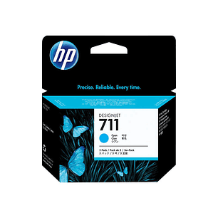 HP 711 Cyan Pack de 3 Cartuchos de Tinta Originales - CZ134A