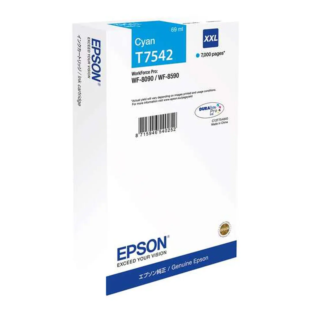 Epson T7542 Cyan Cartucho de Tinta Original - C13T754240/C13T75424N 1