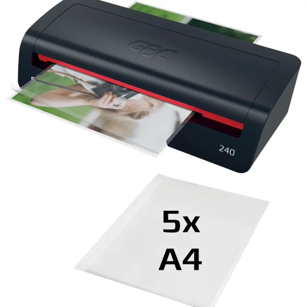 GBC 240 Home Office A4 Plastificadora - Calentamiento en 2 Minutos - Desde Documentos de Identidad hasta Documentos A4 - Compatible con Bolsas de 75 a 1