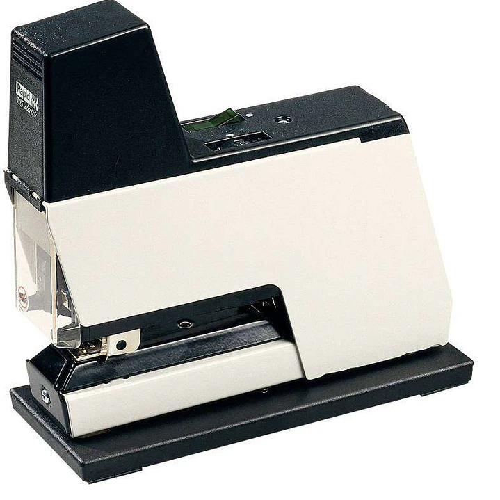 Rapid Classic 105E Grapadora Electrica - Hasta 50 Hojas - Grapas 66/6-8mm - Fuerza de Grapado Ajustable - Grapado Cerrado y Abierto - Color Blanco/Neg 1