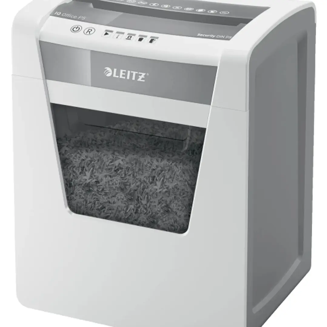 Leitz IQ Office P5 Destructora de Papel Micro Corte P-5 - Destruye hasta 10 Hojas - Capacidad de la Papelera 23L - 2 Horas de Funcionamiento Ininterru 1
