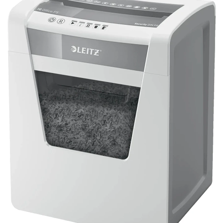 Leitz IQ Office P5 Destructora de Papel Micro Corte P-5 - Destruye hasta 10 Hojas - Capacidad de la Papelera 23L - 2 Horas de Funcionamiento Ininterru 1