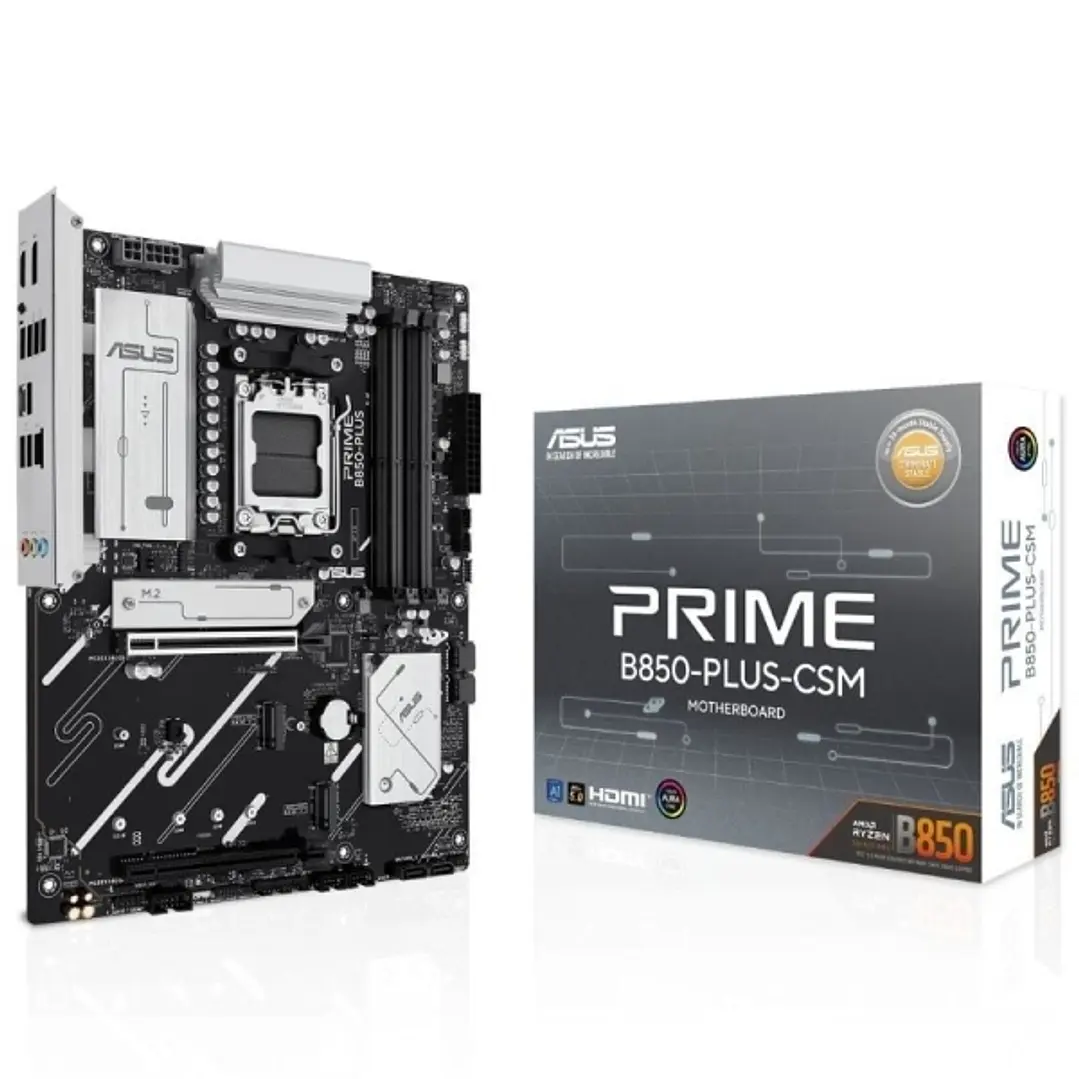 Asus Prime B850-Plus-CSM Placa Base AM5 - 4x DDR5, 3x M2, 4x Sata III, PCIe  4.0, 5.0 USB 2.0, 3.2, USB-C, RJ-45, HDMI, DisplayPort, ATX 1