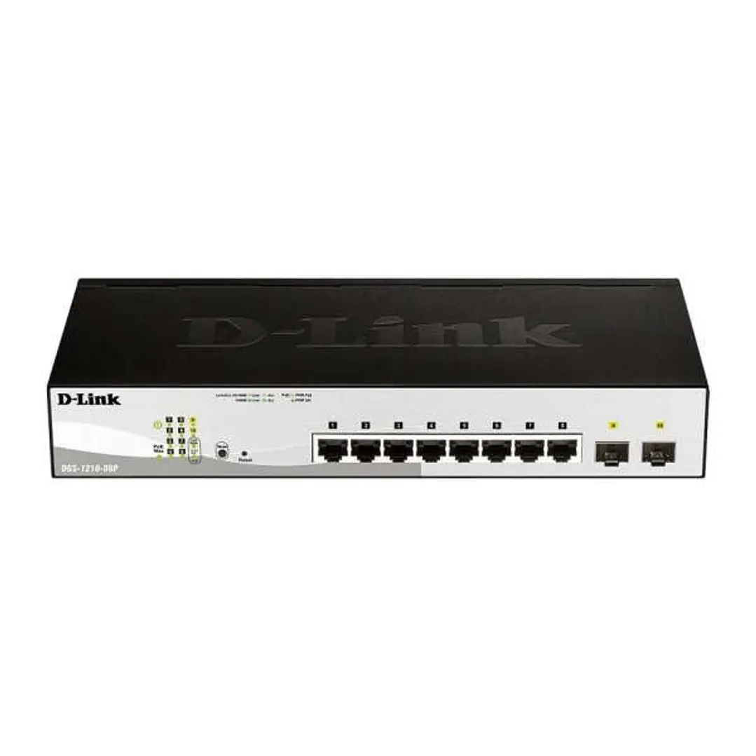 D-Link Switch Semigestionable 8 Puertos Gigabit PoE 45W + 2 Puertos Giga Combo 1