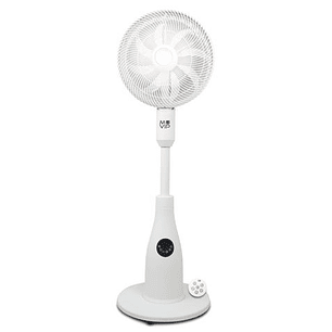 Muvip Ventilador de Pie 80W 8 Aspas - 7 Velocidades - Nebulizador - Funcion de Oscilacion - Luz LED - Color Blanco