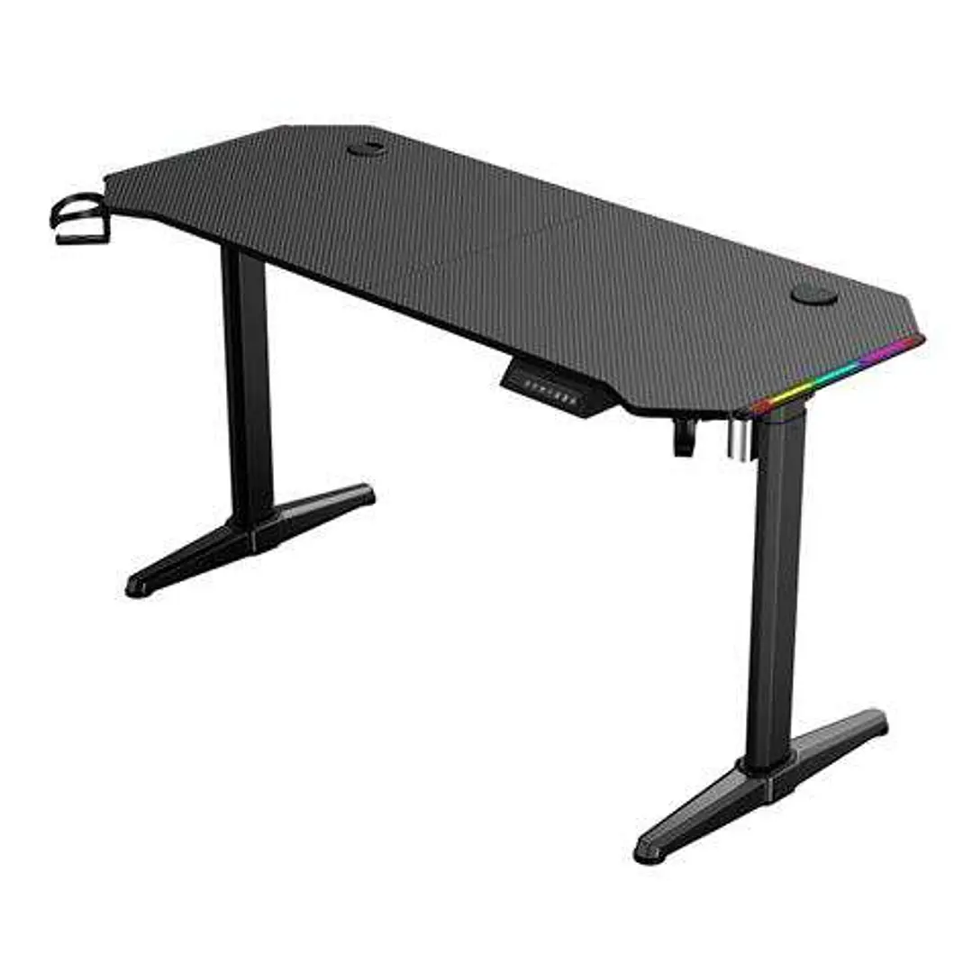 Muvip Mesa Gaming PRO1600 XL Motorizada Fibra Carbono - Luz RGB Sound 1